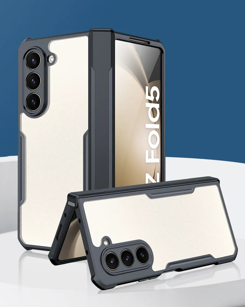 Samsung Galaxy Z Fold 5 Xundd Transparent Clear Cover Case Back Hard Antidrop | Complete Camera Protection | Anti Dust Plugs | 360 Degree Protection.
