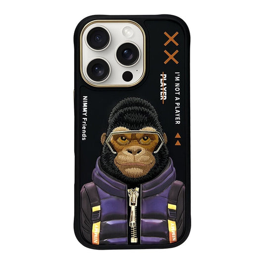 iPhone 16 Pro Nimmy Embroidery Jacket Series Back Cover - Black Gorilla