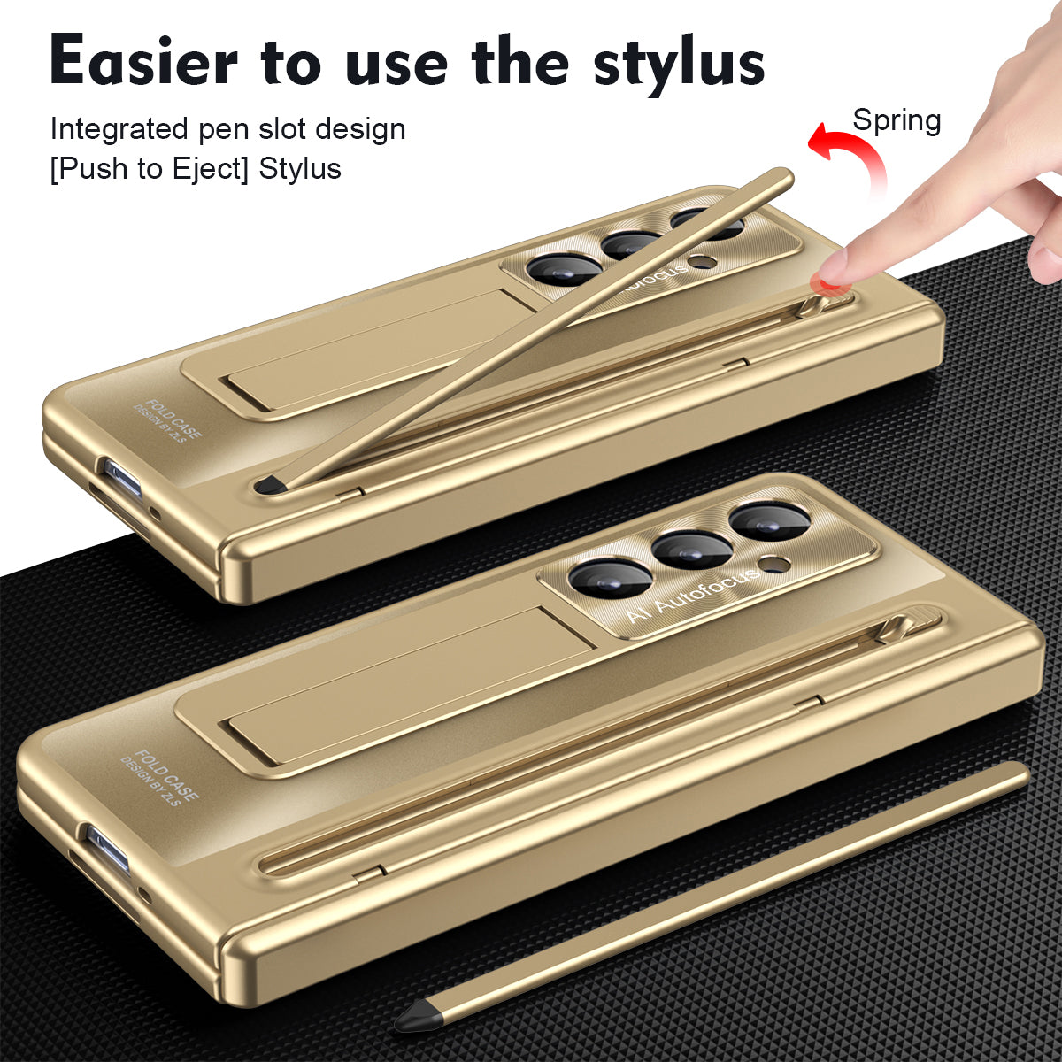 Samsung Galaxy Z Fold7 Electroplating Case with Stylus, Kickstand & Glass Protection - White