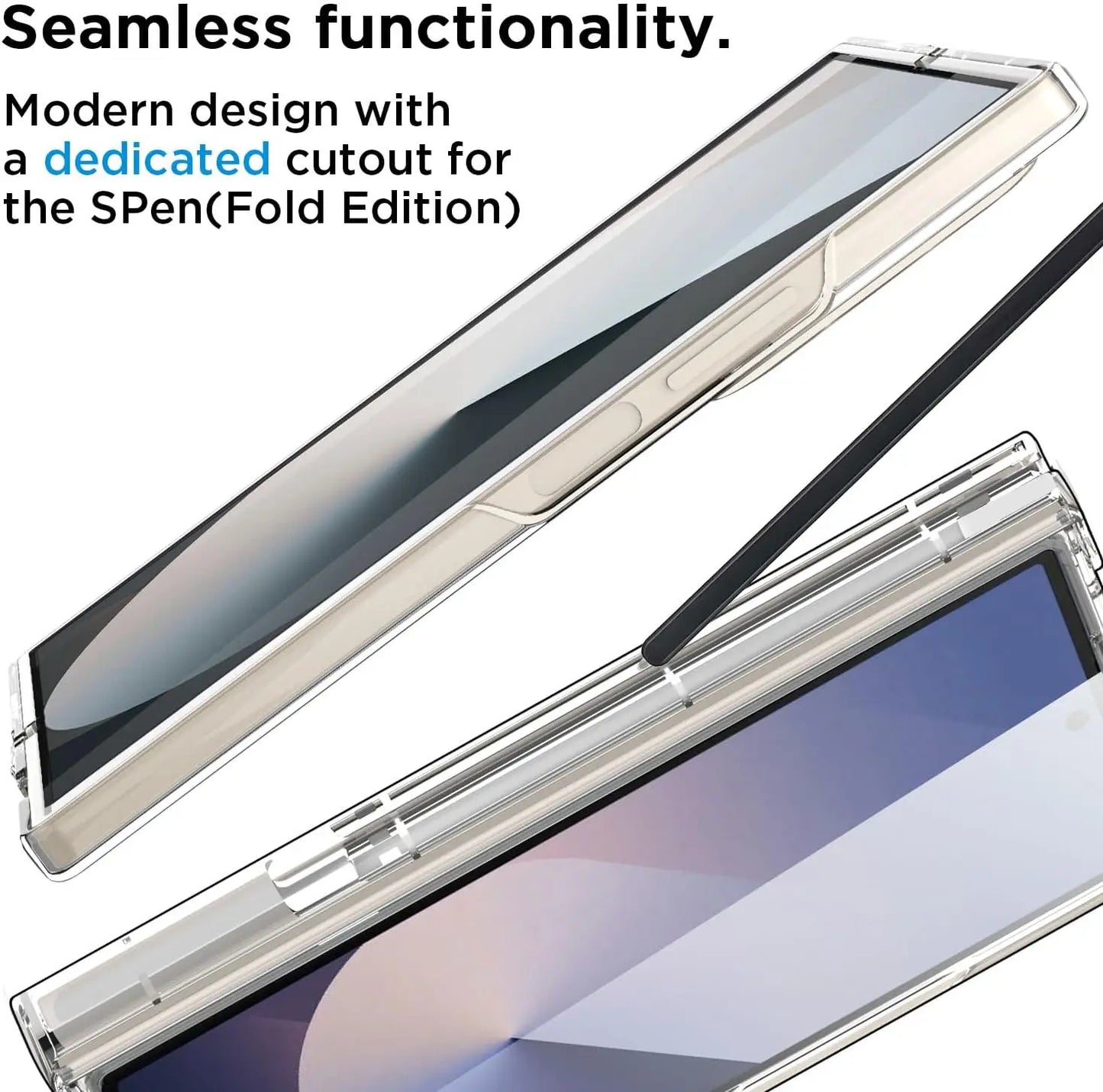 Samsung Galaxy Z Fold7 Cristal Clear Case with S Pen & Inbuilt Front Glass - Transparent