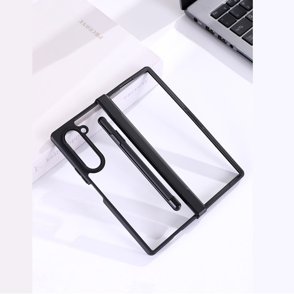 Samsung Galaxy Z Fold 5 Clear Shockproof Hinge Protection Case with Stylus - Clear