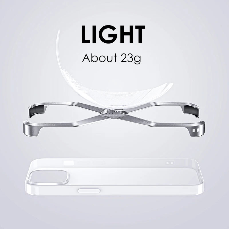iPhone 15 Pro Max Metal Rimless Titanium Aluminum Alloy Heat Dissipation Bumper Case - Titanium