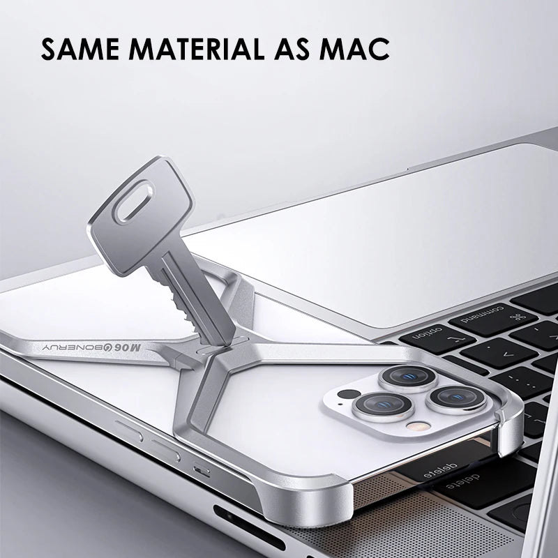 iPhone 15 Pro Max Metal Rimless Titanium Aluminum Alloy Heat Dissipation Bumper Case - Titanium