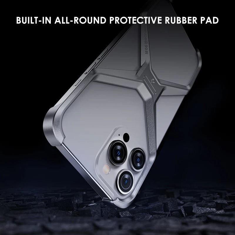 iPhone 15 Pro Max Metal Rimless Titanium Aluminum Alloy Heat Dissipation Bumper Case - Titanium