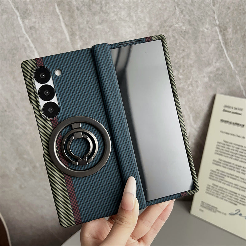 Samsung Galaxy Z Fold 7 Dual Shade Carbon Case with HInge & Glass Protection (Detachable Magfit Stand Included) - Black/Green