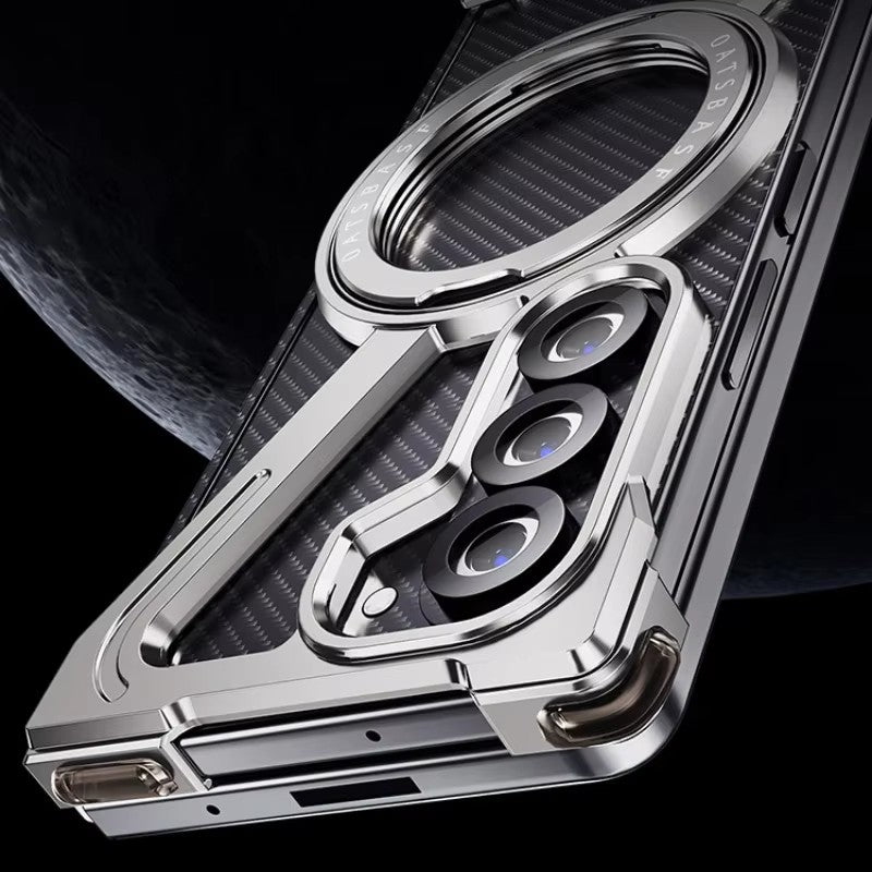 Samsung Galaxy Z Fold7 Framless Z Shape Metal Bumper with Magsafe & 360° Rotation Ring - Titanium