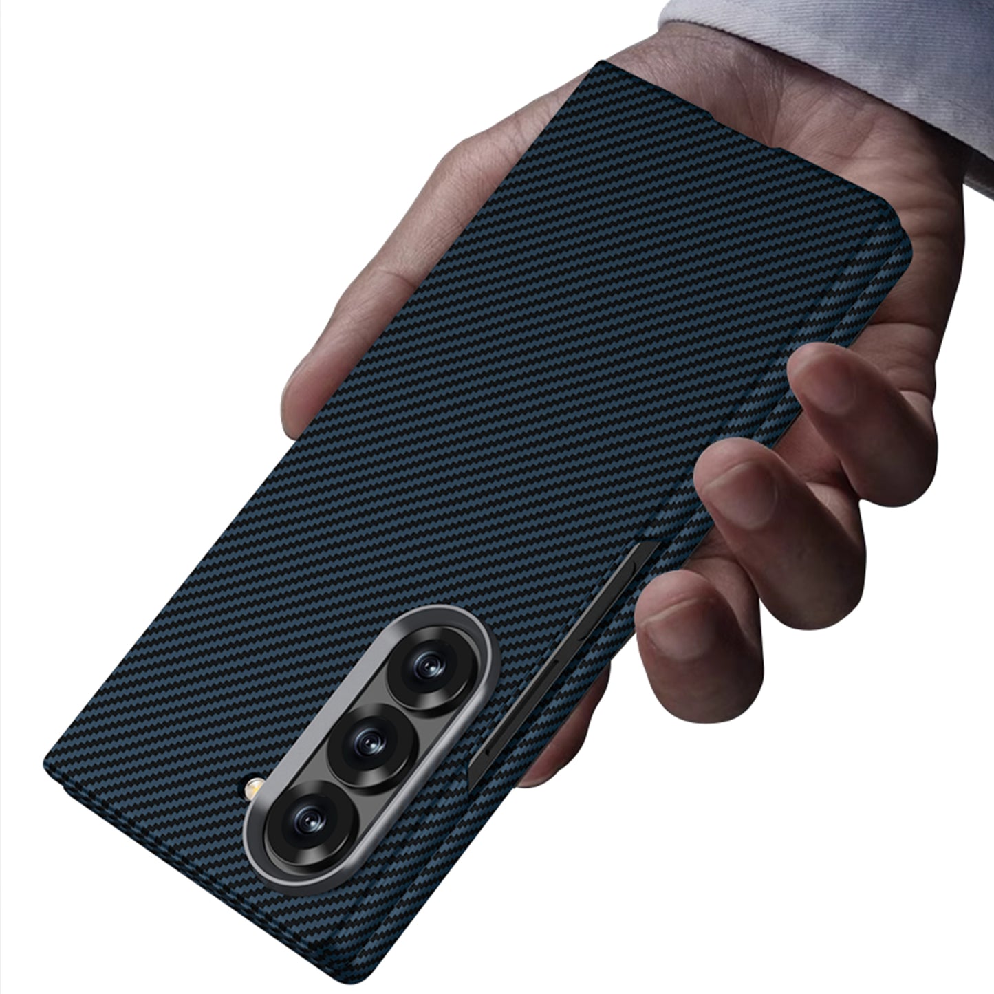Samsung Galaxy Z Fold6 GKK Ultra-thin Carbon Fiber Texture Case with Inbuilt Glass Protection - Green