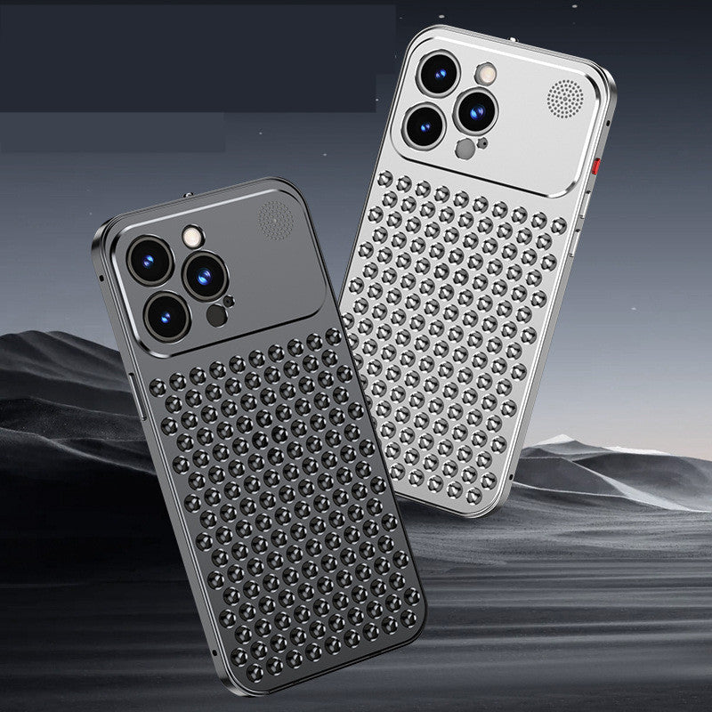 iPhone 15 Pro Max Metal Heat Dissipation Pure Aluminum Cooling Case with Aroma - Black