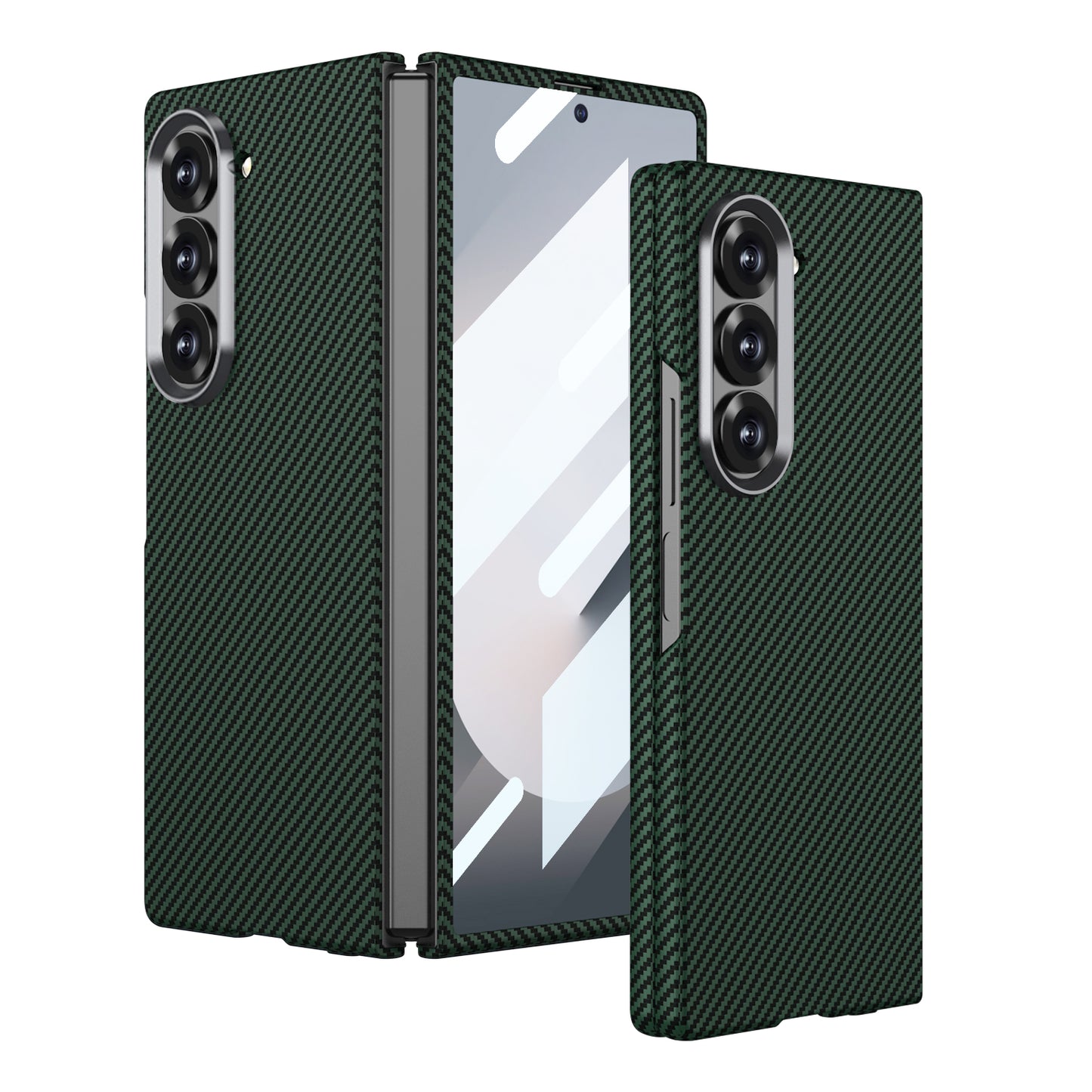 Samsung Galaxy Z Fold6 GKK Ultra-thin Carbon Fiber Texture Case with Inbuilt Glass Protection - Green