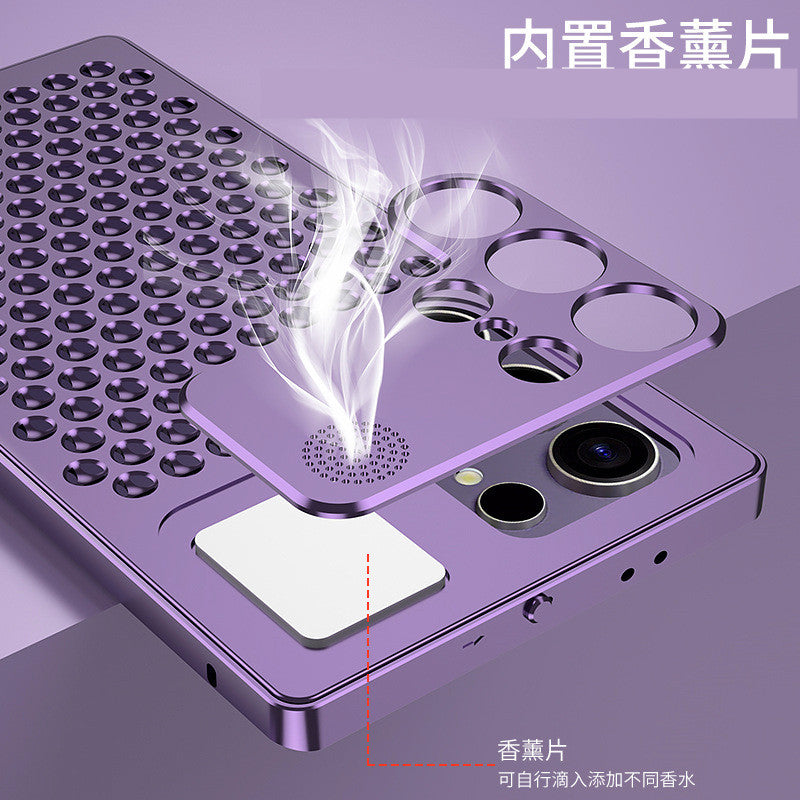 Samsung Galaxy S25 Ultra Full Metal Heat Dissipation Aluminum Cooling Case with Fragrance Aroma - Black