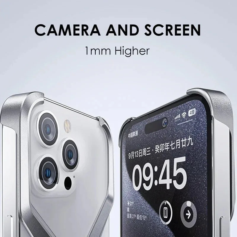 iPhone 15 Pro Max Metal Rimless Titanium Aluminum Alloy Heat Dissipation Bumper Case - Titanium