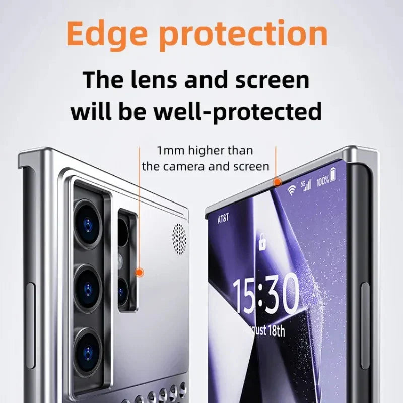 Samsung Galaxy S24 Ultra Heat Dissipation Aluminum Cooling Case with Aroma - Titanium