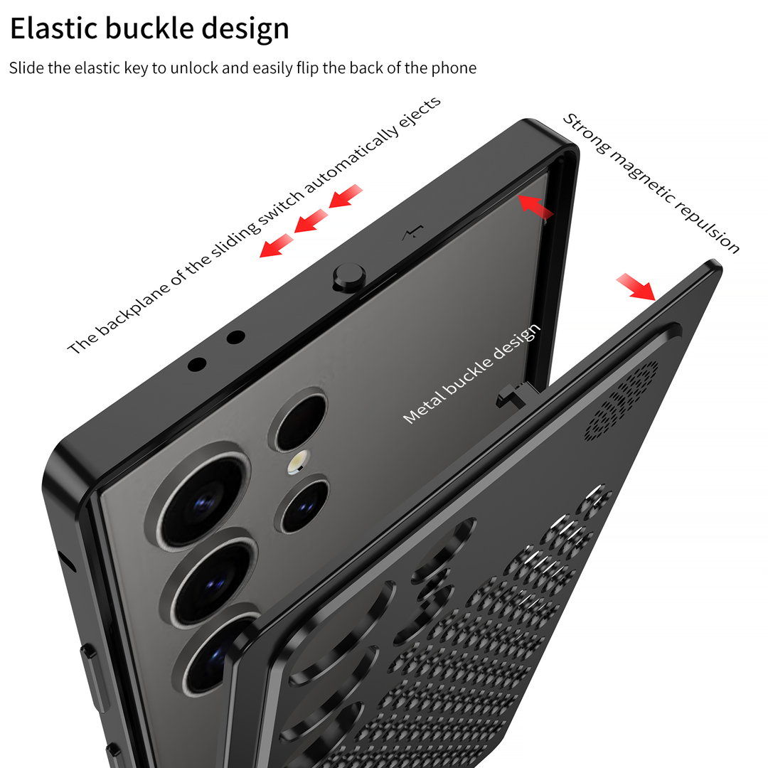 Samsung Galaxy S25 Ultra Full Metal Heat Dissipation Aluminum Cooling Case with Fragrance Aroma - Black
