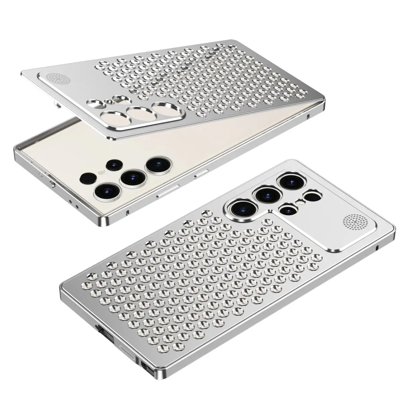 Samsung Galaxy S25 Ultra Full Metal Heat Dissipation Aluminum Cooling Case with Fragrance Aroma - Silver