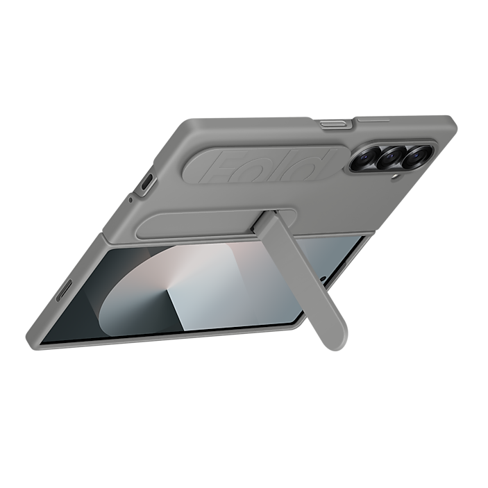 Samsung Galaxy Z Fold6 Matte Skin Feel Band & Stand Case with Inbuilt Tempered Glass - Black