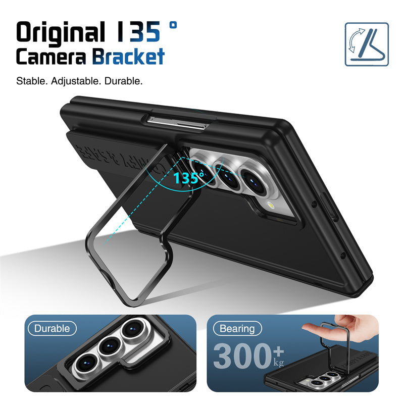 Samsung Galaxy Z Fold 7 Skin Feel Hard Case with Silicon Strap, Hinge & Front Glass - Black