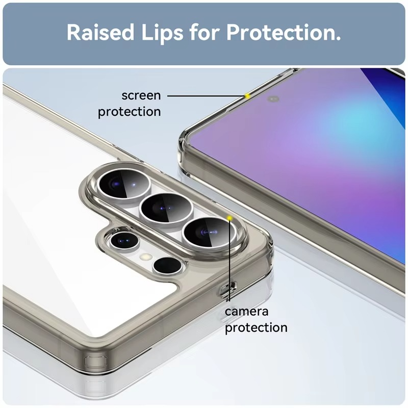 Samsung Galaxy S26 Ultra Anti Fallan Shockproof Case with Clear Back & Side Black - Transparent