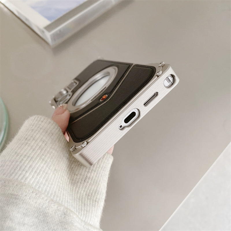 Samsung Galaxy S25 Ultra Leather Metal Bumper Case with Magsafe & Stand - Desert