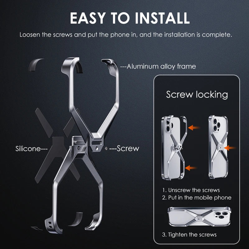 iPhone 15 Pro Max Rimless Metal Alloy Titanium Aluminum Bumper Case - Gray