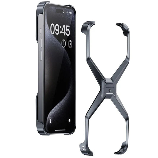 iPhone 16 Pro Max Metal Alloy X Shape Bumper Case - Gray