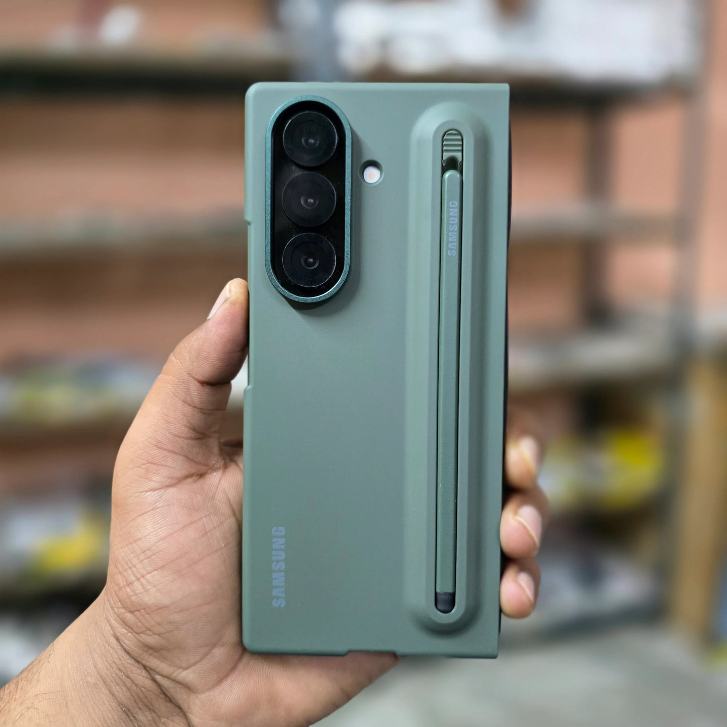 Samsung Galaxy Z Fold7 Skin Feel S Pen Case with Stylus - Green