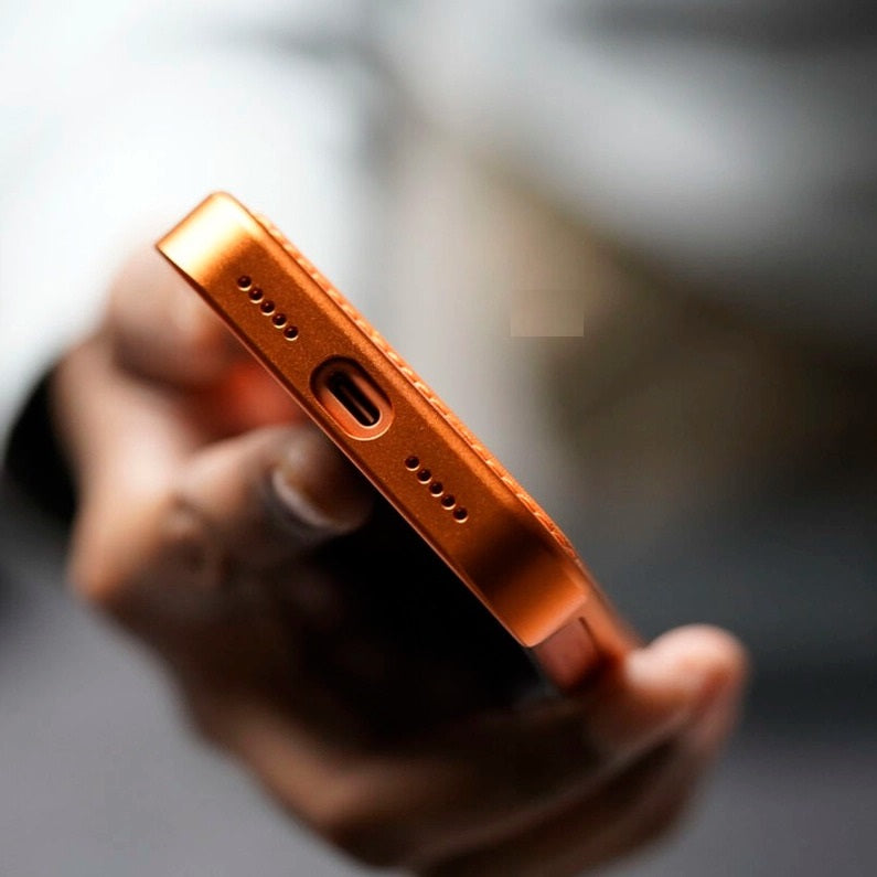 iPhone 17 Pro Max Aeroflex Aluminum Frame Leather Case with Fragrance Aroma - Orange