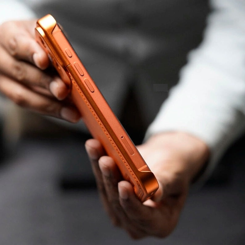iPhone 17 Pro Max Aeroflex Aluminum Frame Leather Case with Fragrance Aroma - Orange