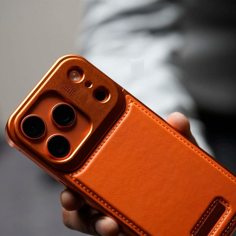 iPhone 17 Pro Max Aeroflex Aluminum Frame Leather Case with Fragrance Aroma - Orange