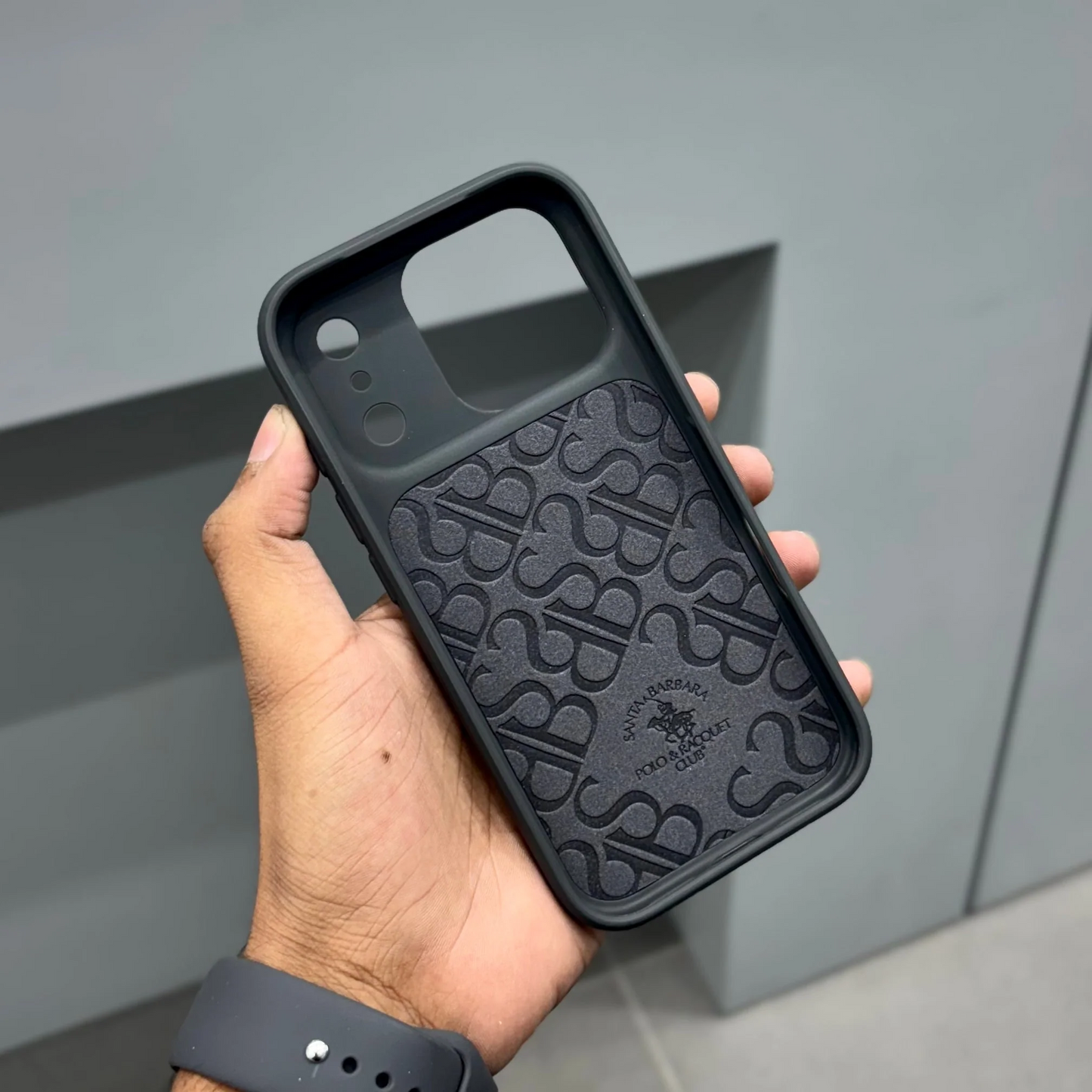 iPhone 17 Pro Max Leather Case, Original Santa Barbara Boris Series Leather Back Cover - Black