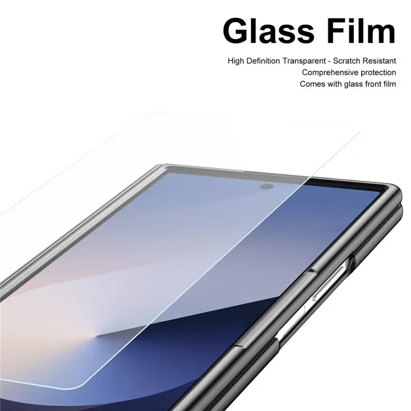 Samsung Galaxy Z Fold7 Plating Leather Case with Stylus & Glass Protection - Black