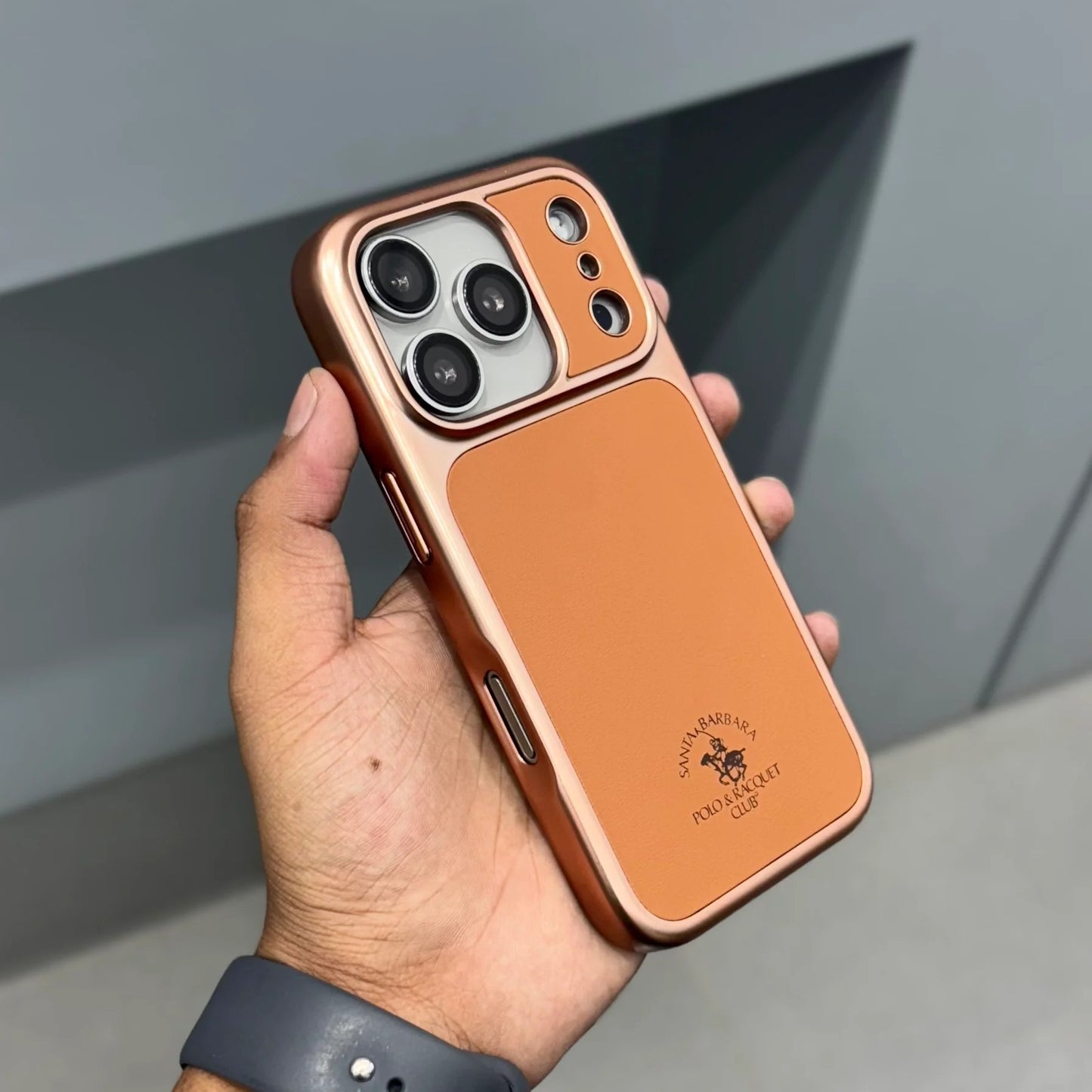 iPhone 17 Pro Max Leather Case, Original Santa Barbara Lucas Series Leather Back Cover - Brown
