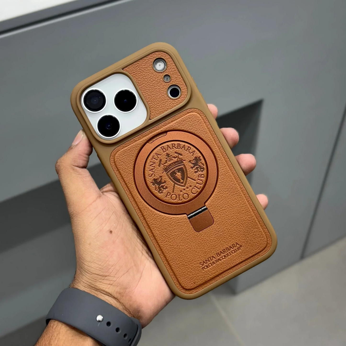 iPhone 17 Pro Leather Case, Original Santa Barbara Primo Series Leather Back Cover - Brown