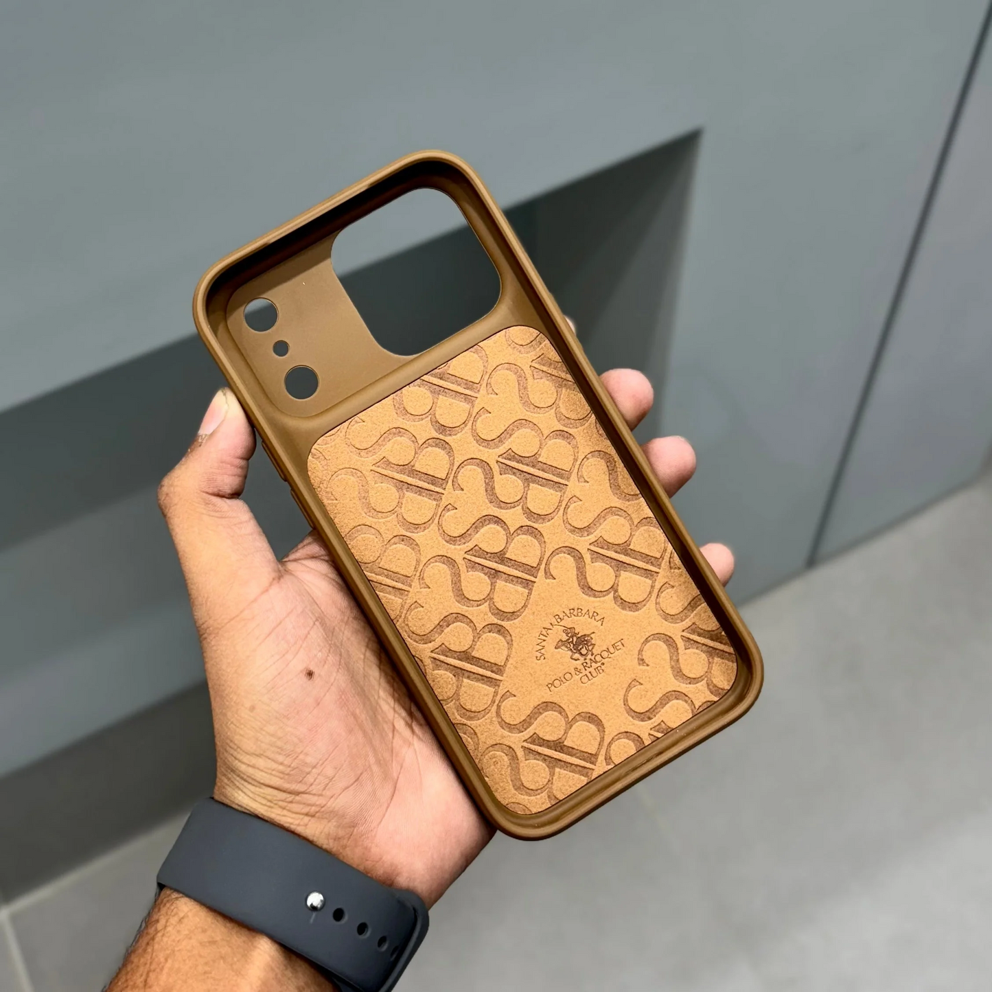iPhone 17 Pro Max Leather Case, Original Santa Barbara Cedric Series Leather Back Cover - Brown