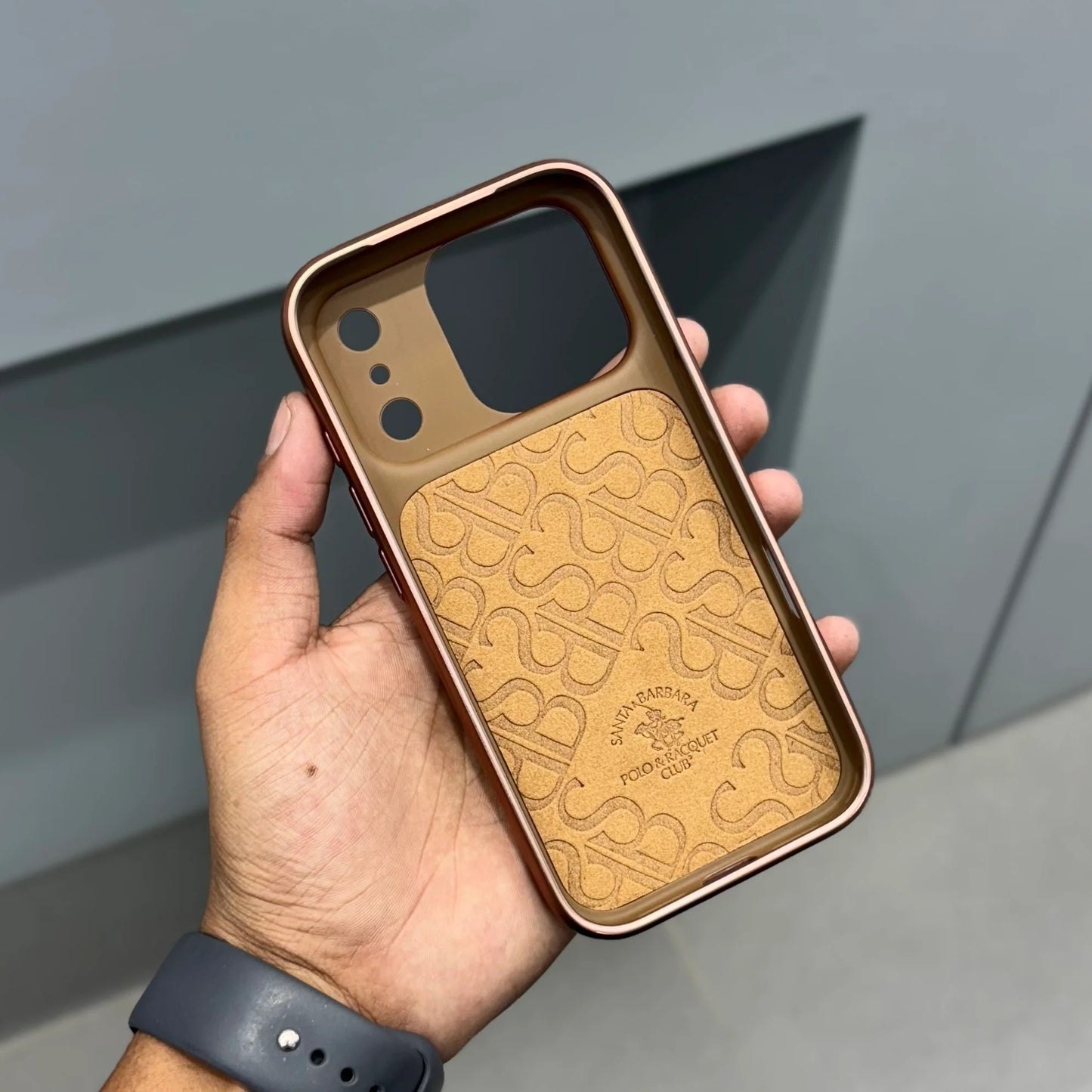 iPhone 17 Pro Max Leather Case, Original Santa Barbara Lucas Series Leather Back Cover - Brown