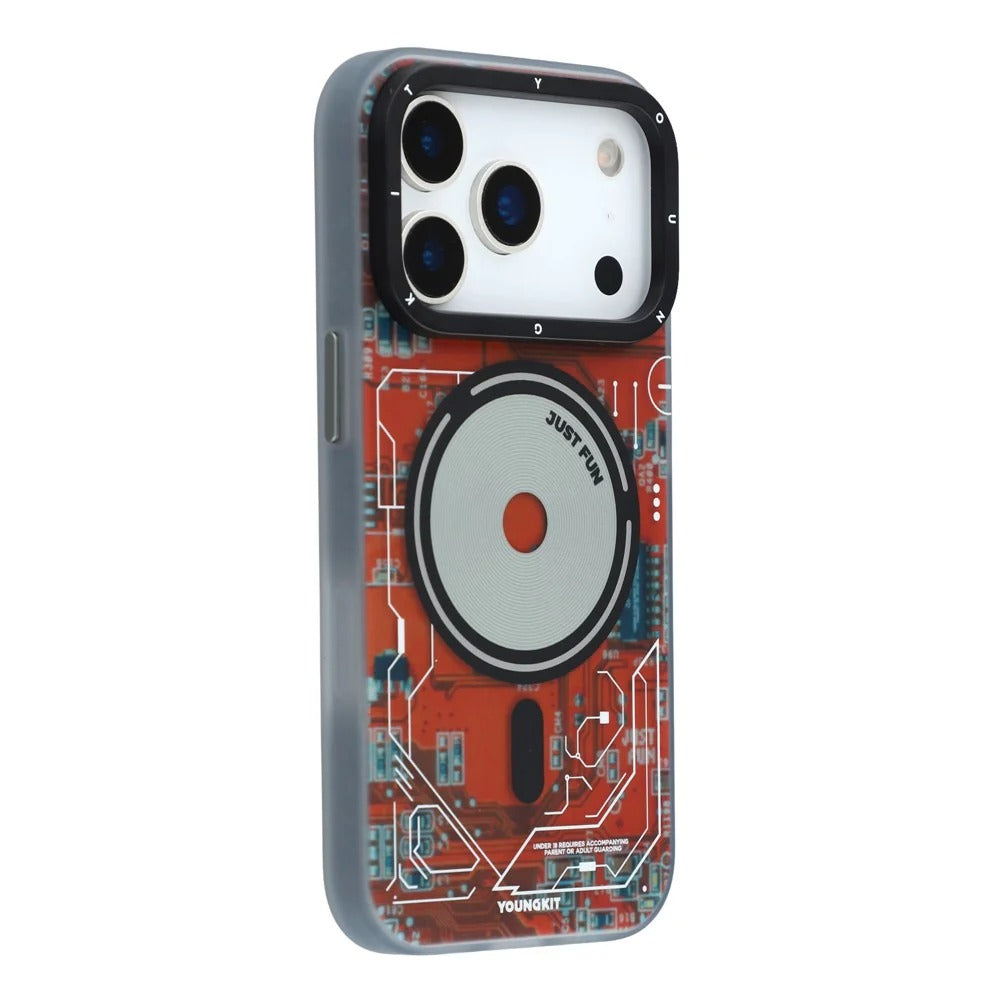 iPhone 17 Pro YOUNGKIT Case, Technology Series Matte Finish Magsafe Back Cover - Lava Orange