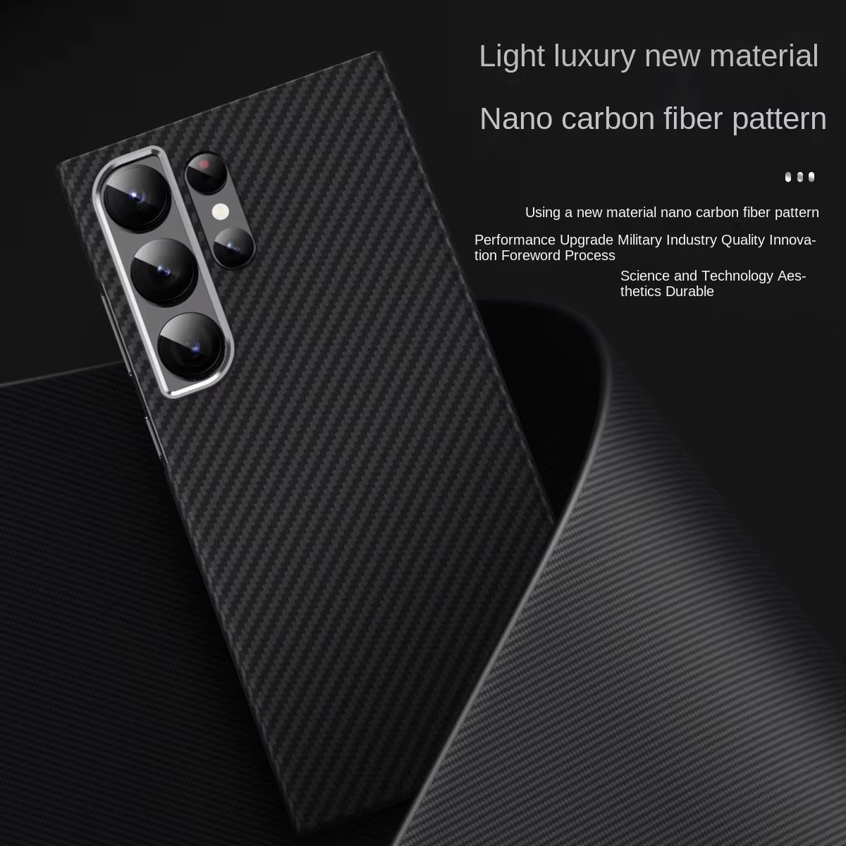 Samsung Galaxy S24 Ultra Slim Fit Carbon Pattern Case with Camera Protection - Black