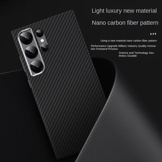 Samsung Galaxy S24 Ultra Slim Fit Carbon Pattern Case with Camera Protection - Black