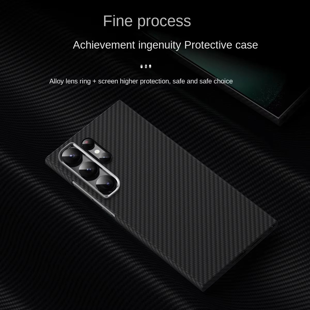 Samsung Galaxy S24 Ultra Slim Fit Carbon Pattern Case with Camera Protection - Black