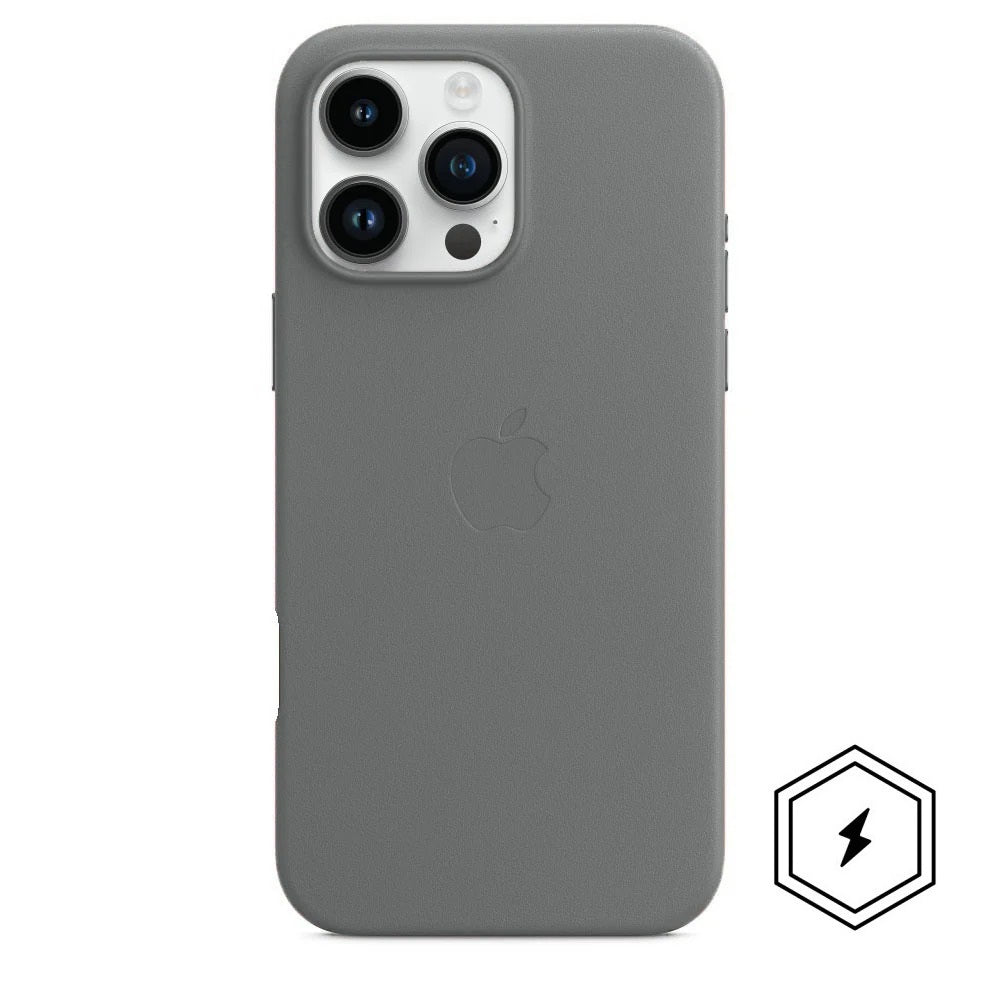 iPhone 16 Pro Max Leather Back Cover Case with MagSafe - Gray