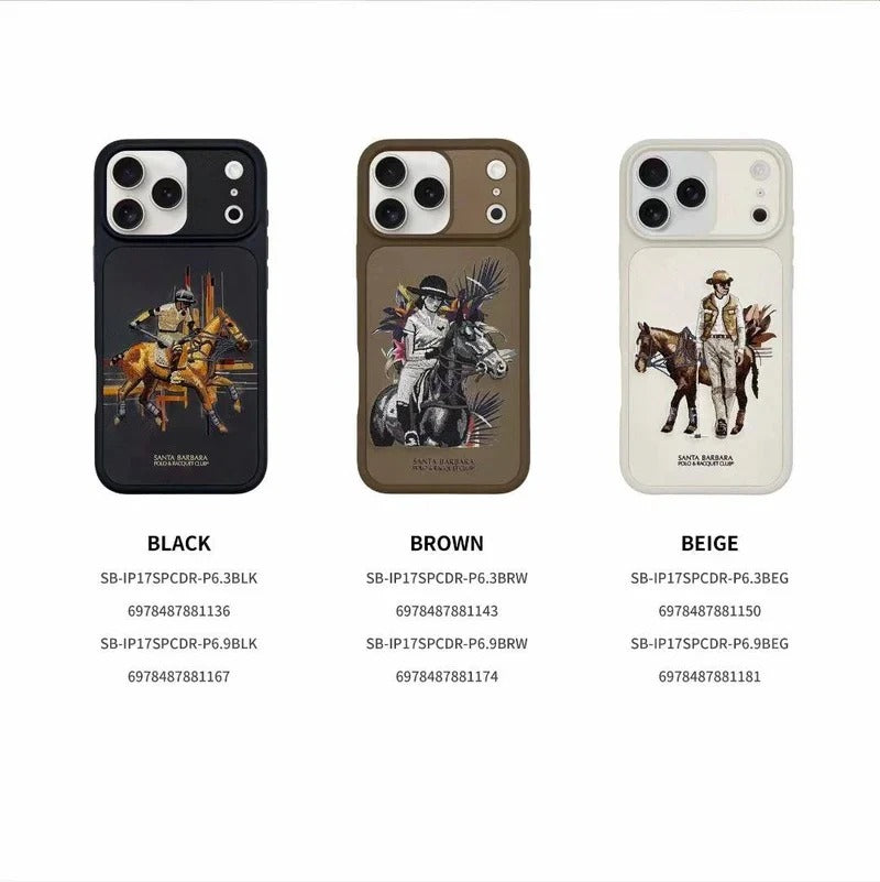 iPhone 17 Pro Max Leather Case, Original Santa Barbara Cedric Series Leather Back Cover - Brown