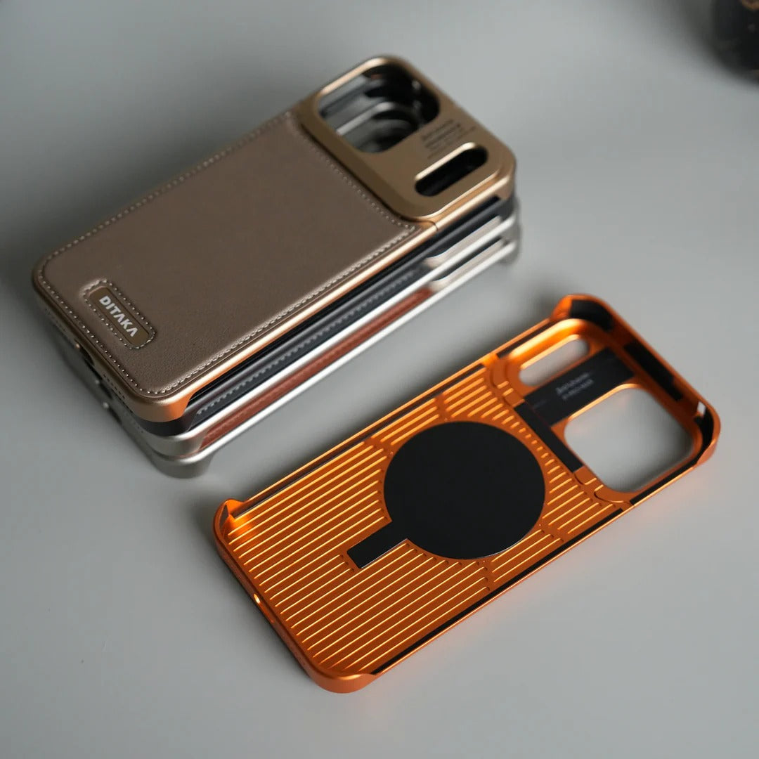 iPhone 17 Pro Max Aero Flex Metallic Leather MagSafe Case with Aroma - Orange