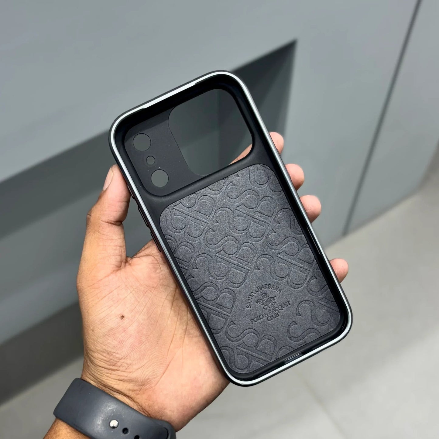 iPhone 17 Pro Max Leather Case, Original Santa Barbara Lucas Series Leather Back Cover - Black