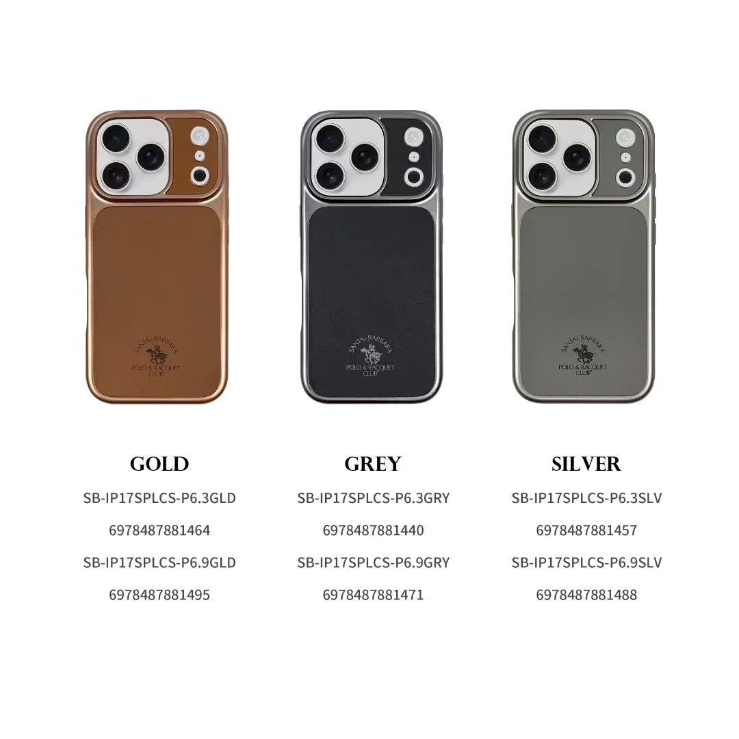 iPhone 17 Pro Max Leather Case, Original Santa Barbara Lucas Series Leather Back Cover - Gray