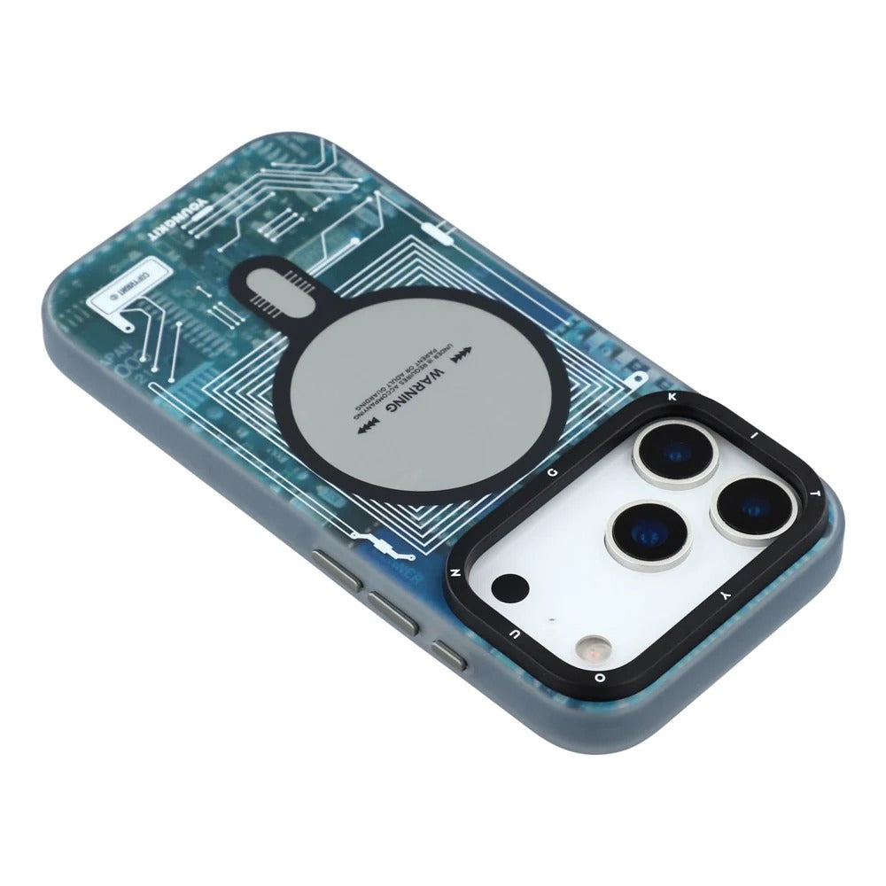 iPhone 17 Pro YOUNGKIT Case, Technology Series Matte Finish Magsafe Back Cover - Blue