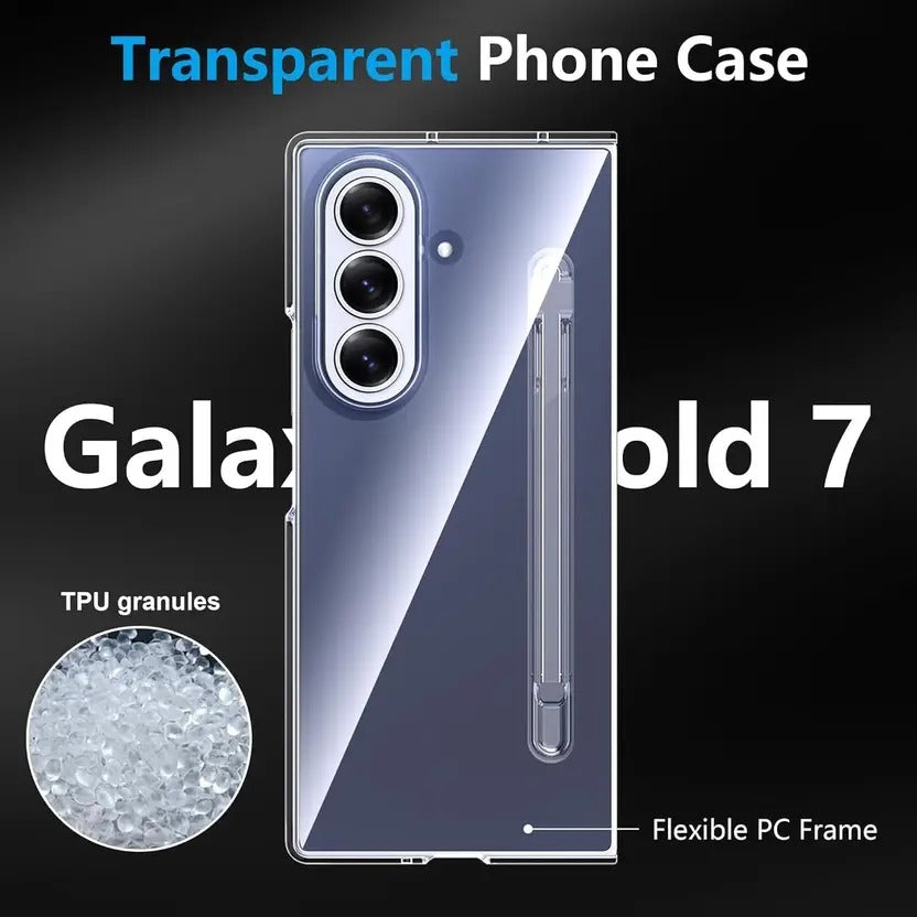 Samsung Galaxy Z Fold7 Cristal Clear Case with S Pen & Inbuilt Front Glass - Transparent