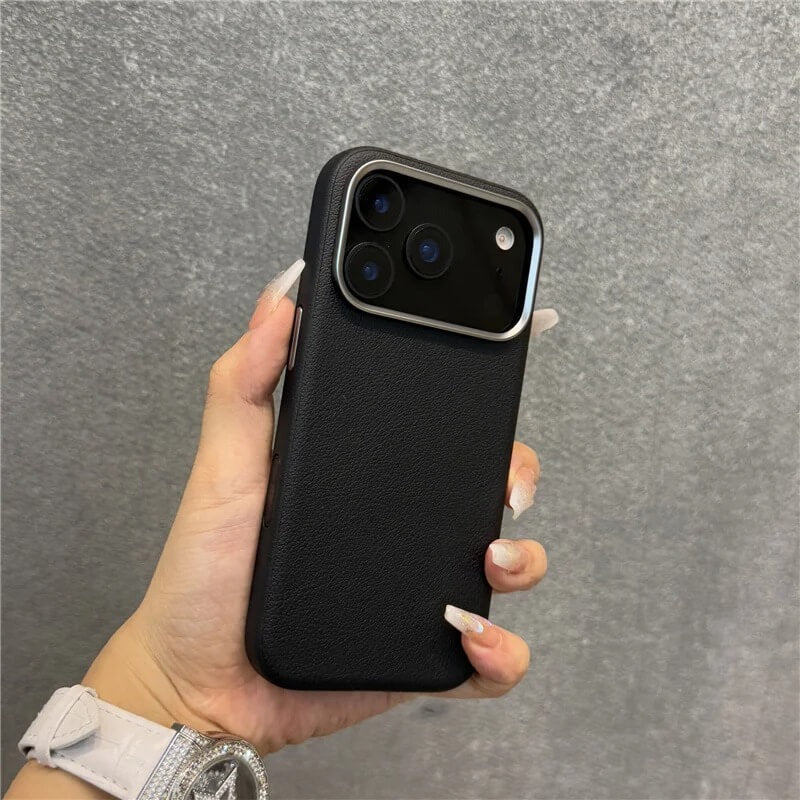 iPhone 17 Pro Max Business Style Leather Case with Camera Control Button - Black
