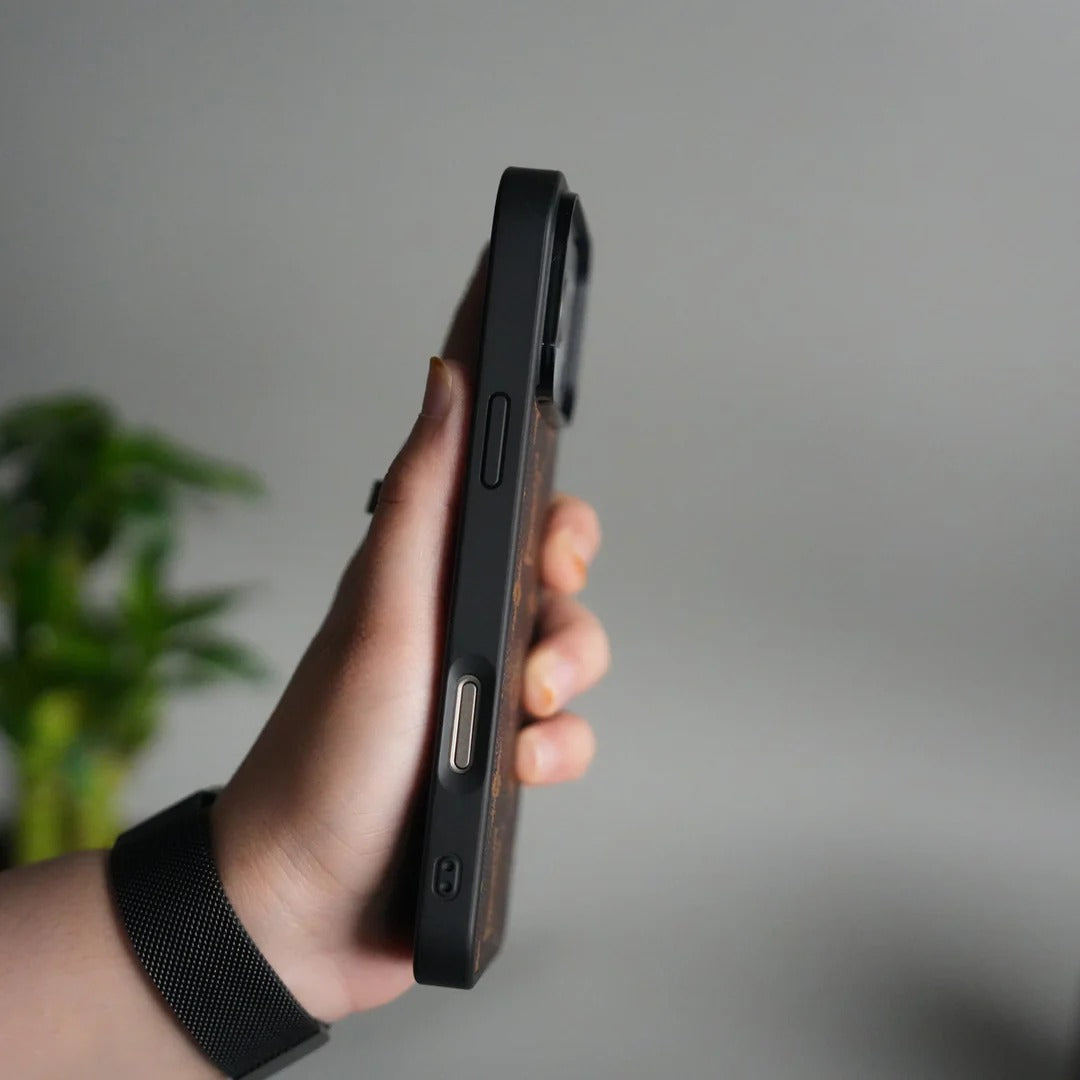 iPhone 17 Pro Max Luxury LV Leather Back Cover Case - Brown