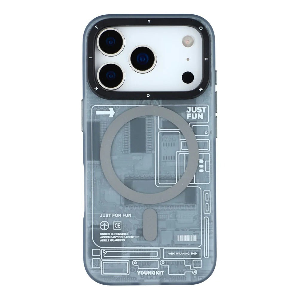 iPhone 17 Pro YOUNGKIT Case, Technology Series Matte Finish Magsafe Back Cover - Gray