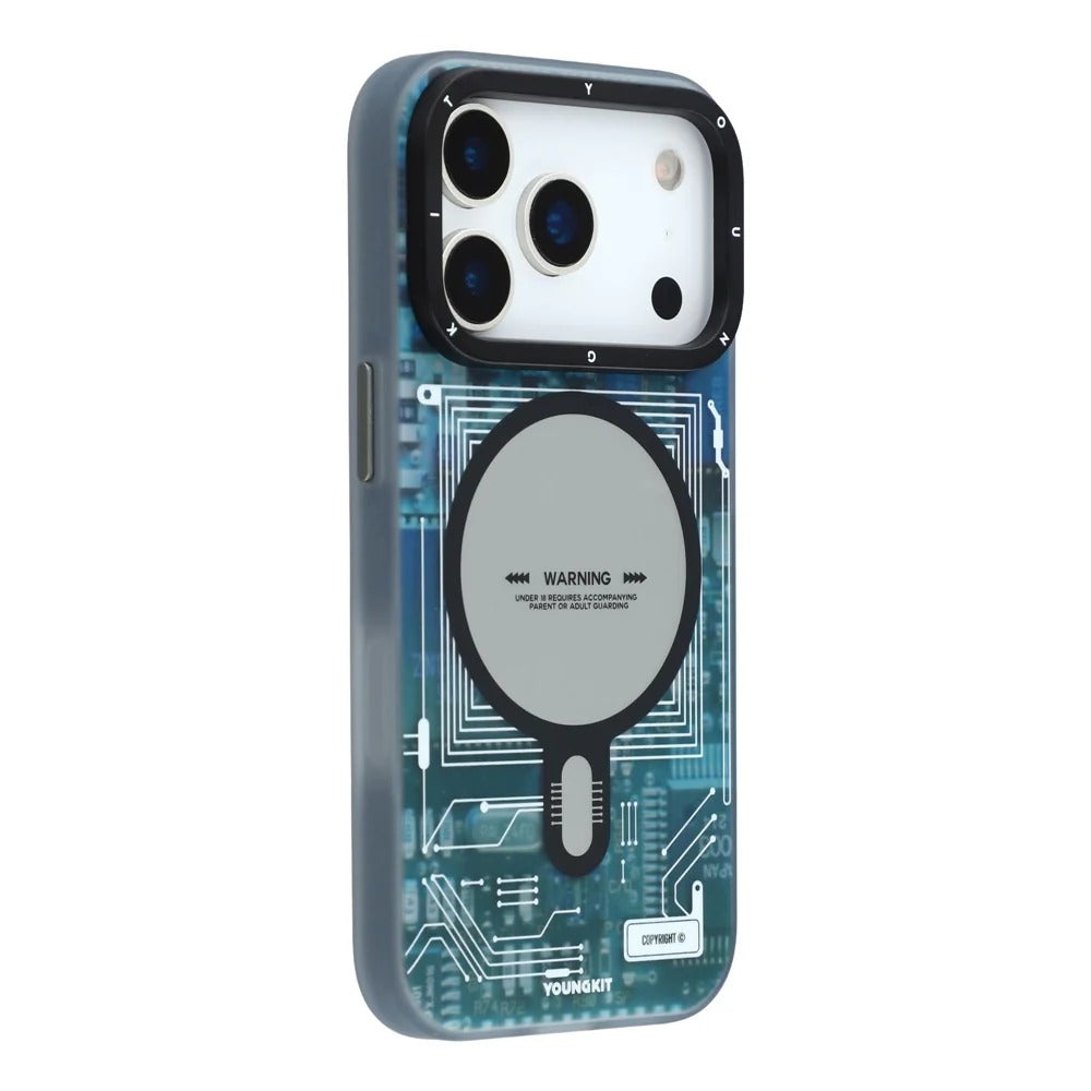 iPhone 17 Pro YOUNGKIT Case, Technology Series Matte Finish Magsafe Back Cover - Blue