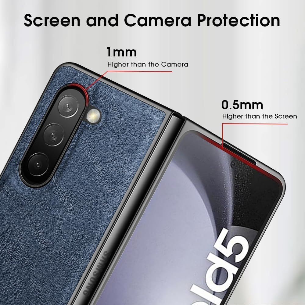 Samsung Galaxy Z Fold 7 Durable Shockproof Protective Leather Case - Black